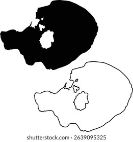 Map of Mono Lake California USA Silhouette Flat and Outline Design