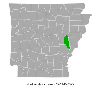 Map of Monroe in Arkansas on white