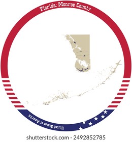 Map of Monroe County in Florida, USA arranged in a circle.