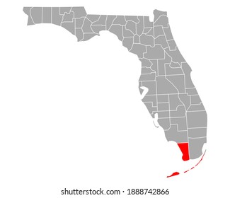 Map of Monroe in Florida on white