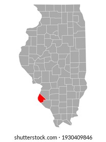 Map of Monroe in Illinois on white