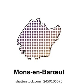 Map of Mons en Baroeul City with gradient color, dot technology style illustration design template, suitable for your company