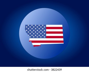 map of Montana and American flag globe illustration