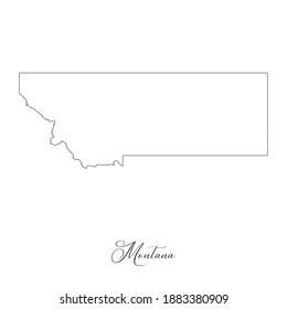 Map of Montana. Border of Montana and handwritten name of the state. Minimalist map. This vector map is appropriate for digital editing and prints of all sizes.