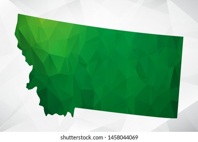 Map of Montana - Green Geometric Rumpled Triangular , Polygonal Design For Your . Vector illustration eps 10