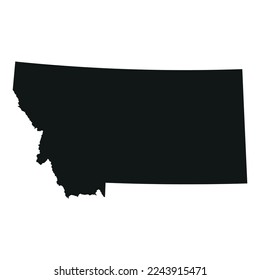 Map of the Montana state in black color isolated on white background. Vector illustration