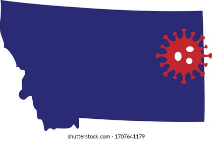 Mapa del estado de Montana con un icono gráfico del Coronavirus (COVID-19)