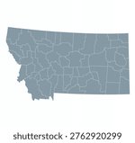 Map of Montana state with counties borders	