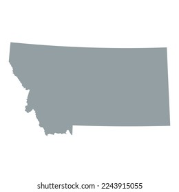 Map of the Montana state in grey color isolated on white background. Vector illustration