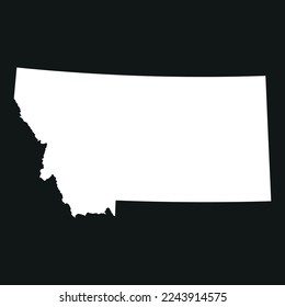 Map of the Montana state in white color isolated on black background. Vector illustration