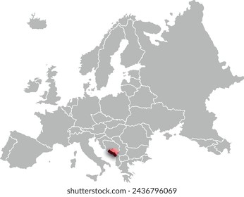 map of MONTENEGRO with the countries of EUROPA 3d isometric