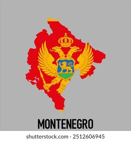 Mapa de Montenegro con bandera, Ilustración vectorial