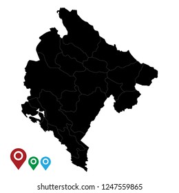 Map of Montenegro, High Detailed Map of Montenegro isolated on white background.Vector illustration eps 10