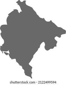 Map of Montenegro. High res (300dpi). Highly detailed border representation. Web mercator projection. Scalable vector graphic. For web and print. Border and fill colors can be changed in eps format.