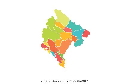 Map of Montenegro isolated modern colorful style. for website layouts, background, education, precise, customizable, Travel worldwide, map silhouette backdrop, earth geography, political, reports. 