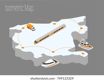 Map Montenegro isometric concept. 3d flat illustration of Map Montenegro.