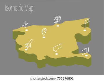 Map Montenegro isometric concept. 3d flat illustration of Map Montenegro.