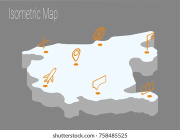 Map Montenegro isometric concept. 3d flat illustration of Map Montenegro.