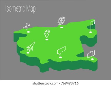 Map Montenegro isometric concept. 3d flat illustration of Map Montenegro.