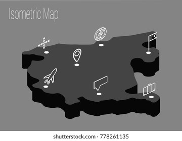 Map Montenegro isometric concept. 3d flat illustration of Map Montenegro.