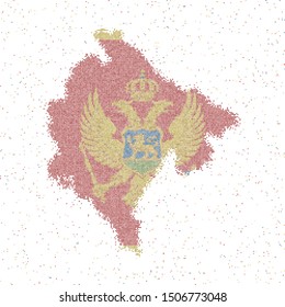 Map of Montenegro in mosaic style with the flag of Montenegro. Vector illustration.