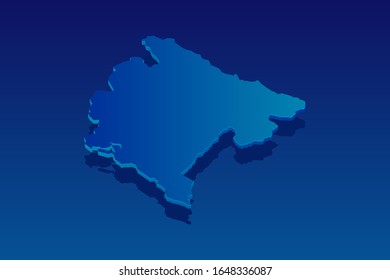 mapa de Montenegro sobre fondo azul. Vector moderno concepto isométrico de la ilustración de la tarjeta de felicitación paso 10.