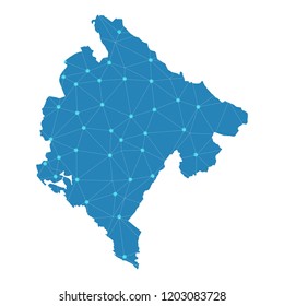 Map of Montenegro from Polygonal wire frame low poly mesh,Montenegro map Vector Illustration EPS10.