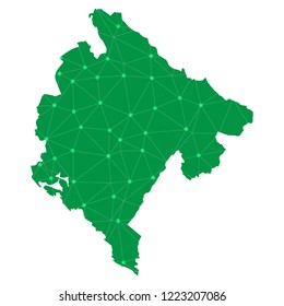 Map of Montenegro from Polygonal wire frame low poly mesh,Montenegro map Vector Illustration EPS10.

