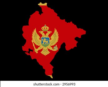map of Montenegro and their flag illustration