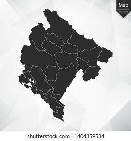 Map of Montenegro , Vector illustration eps 10 on White Polygon Background.