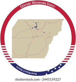 Map of Montezuma County in Colorado, USA arranged in a circle.