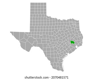 Map of Montgomery in Texas on white