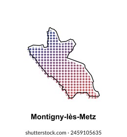 Map of Montigny les Metz City with gradient color, dot technology style illustration design template, suitable for your company