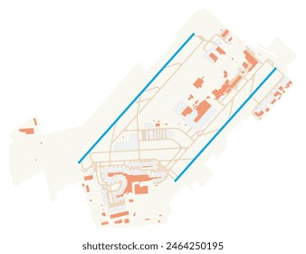 Map of Montreal-Pierre Elliott Trudeau International Airport (Canada). IATA-code: YUL. Airport diagram with runways, taxiways, apron, parking areas and buildings. Map Data from OpenStreetMap.