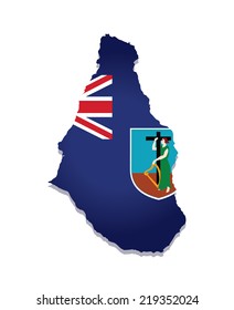 map of montserrat with the image of the national flag