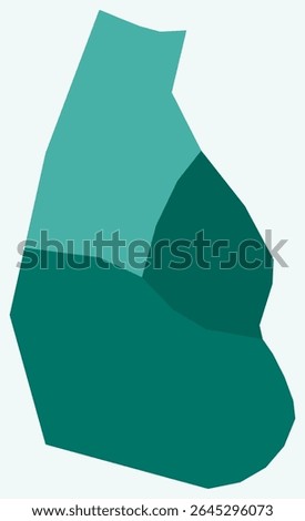 Map of Montserrat with regions. Just a simple country border map with region division. Teal color palette. Blank Montserrat shape with administrative division. Vector illustration.
