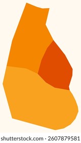 Map of Montserrat with regions. A simple country border map with region division. Orange color palette. Blank Montserrat shape with administrative division. Vector illustration.