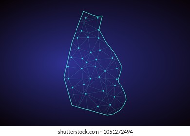 Map of Montserrat. Wire frame 3D mesh polygonal network line, design sphere, dot and structure. communications map of Montserrat. Vector Illustration EPS10.