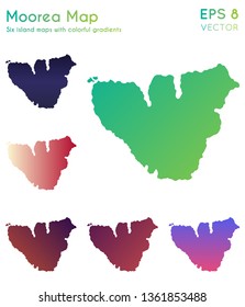 Map of Moorea with beautiful gradients. Attractive set of island maps. Comely vector illustration.