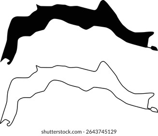 Mapa de Moores Lake Delaware EUA Silhueta Plana e Contorno Design