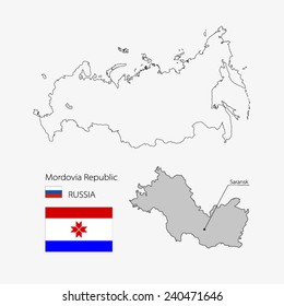 Map of Mordovia republic, Russia