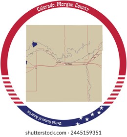 Map of Morgan County in Colorado, USA arranged in a circle.