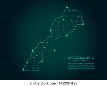 Map of morocco - Abstract mash line and point scales on dark gradient background. Wire Frame 3D mesh polygonal network line, design sphere, dot and structure. Vector illustration eps 10.