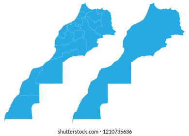 Map - Morocco Couple Set , Map of Morocco,Vector illustration eps 10.