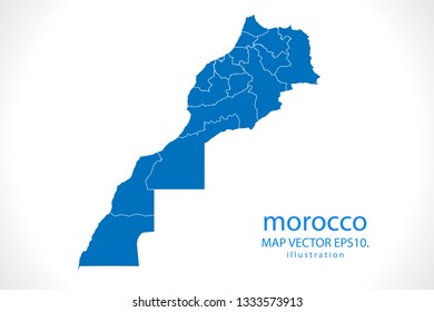 Map of morocco - High detailed blue map on white background. Abstract design vector illustration Eps 10