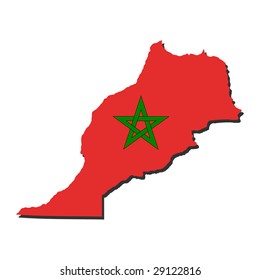 mapa de Marruecos y su ilustración de bandera
