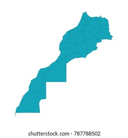 Map of morocco Western Sahara, High detailed vector map - morocco Western Sahara, High Detailed Blue Map of Morocco isolated on white background. Vector illustration eps 10.