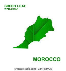 Map Of Morocco,Nature green leaf, vector illustration