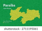 Paraíba Map in Mosaic Pattern with Capital João Pessoa