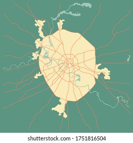 Mapa de los límites de Moscú con carreteras y ríos